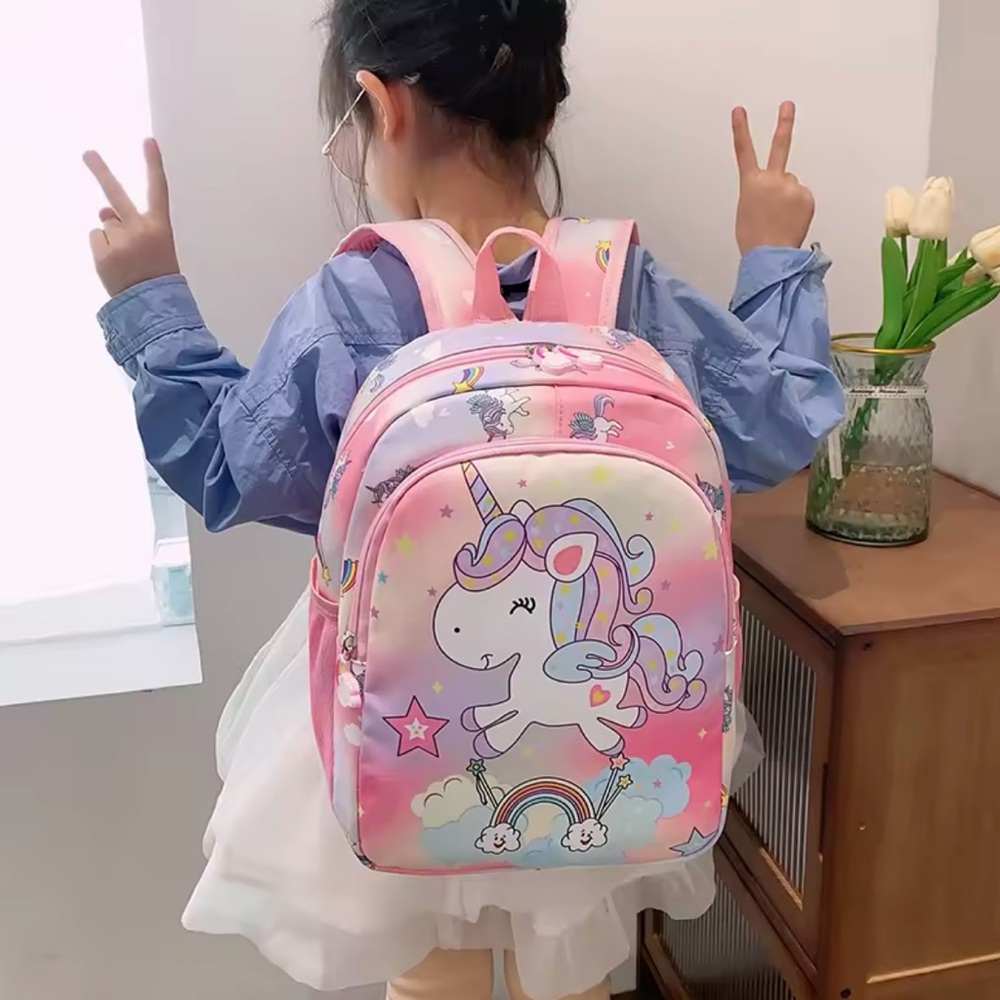 Pastel Unicorn Backpack – Kids’ School Bag with Rainbow Design (32×26×10cm)